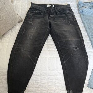 Moussy Charcoal Distressed Denim